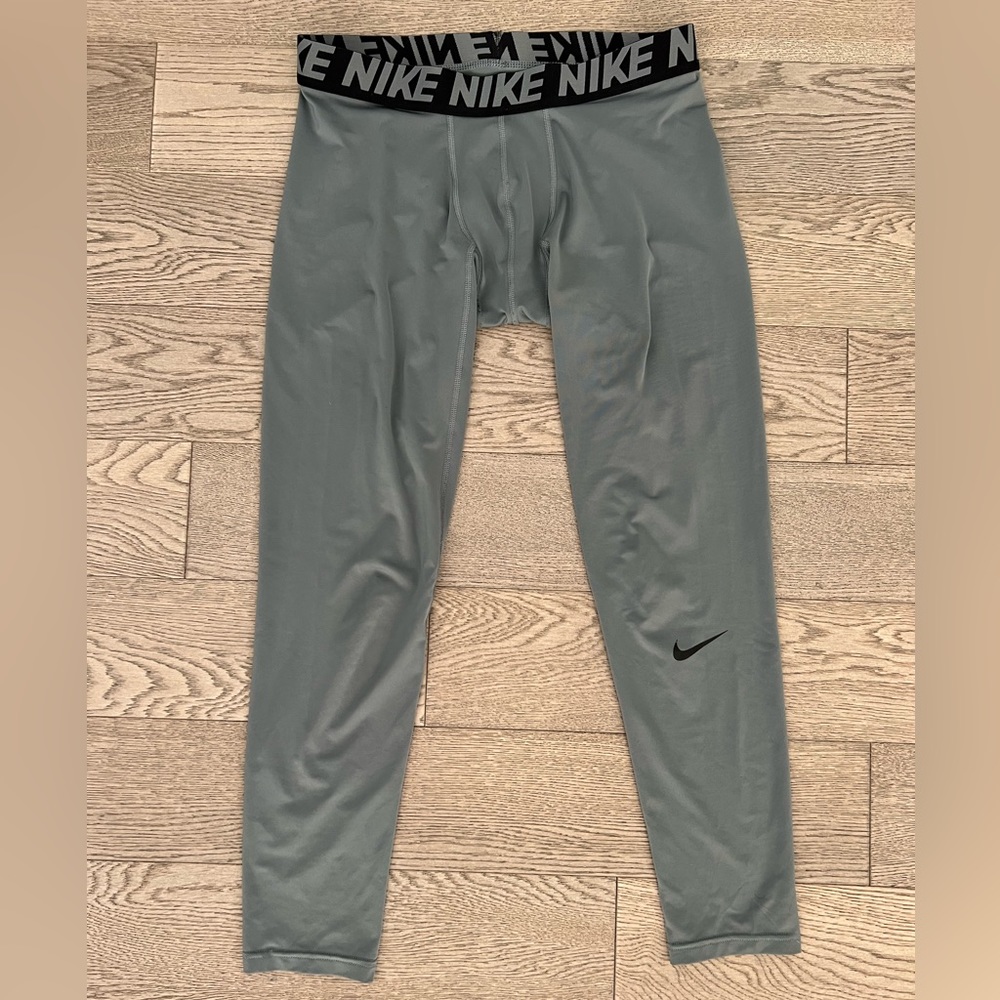 **Nike gray workout compression tights in size large**
